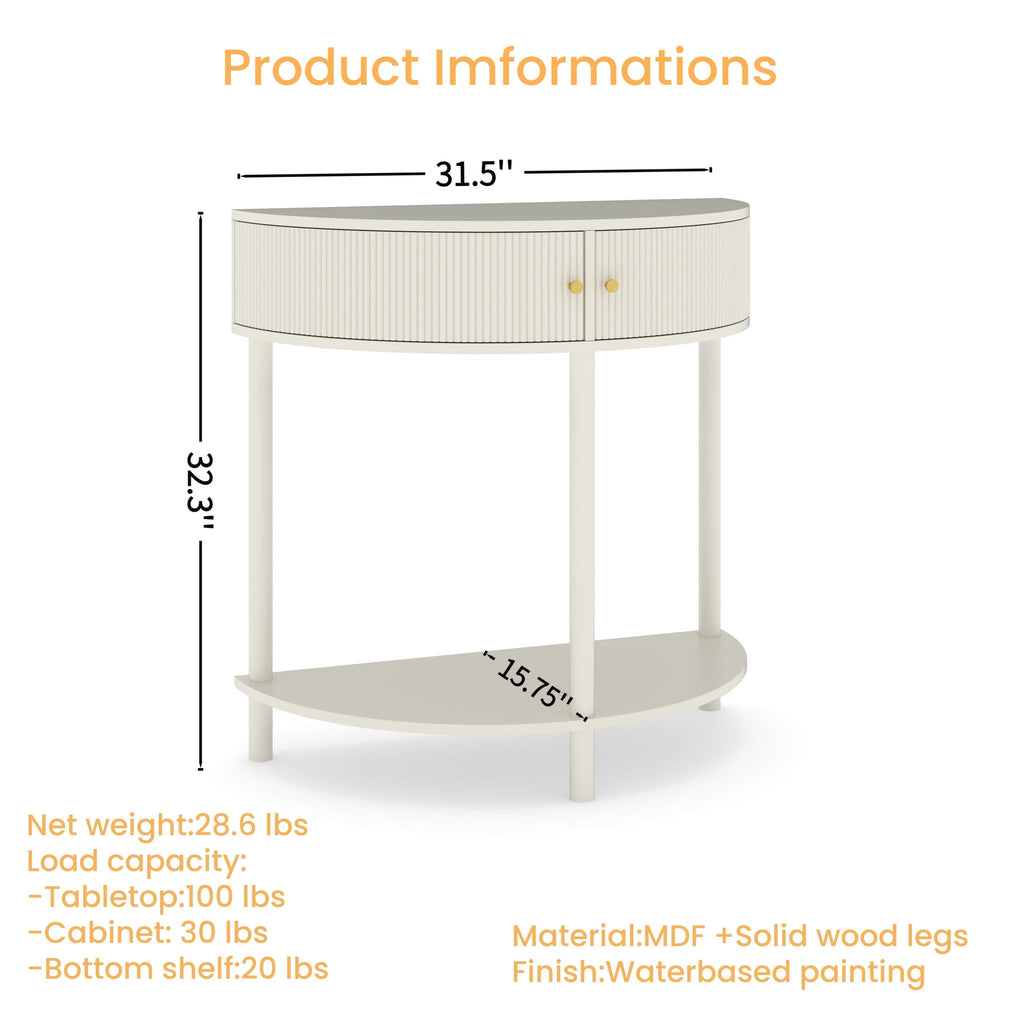 Demi Lune Console Table with 2 Storage Drawers - White, Dark Gray, Dark Brown