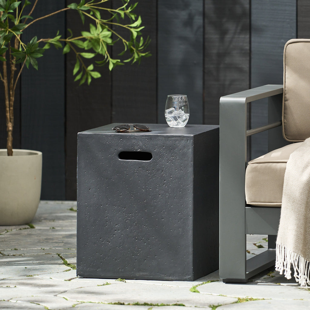 MGO Tank Holder Outdoor Side Table with Smooth Surface - Dark Grey