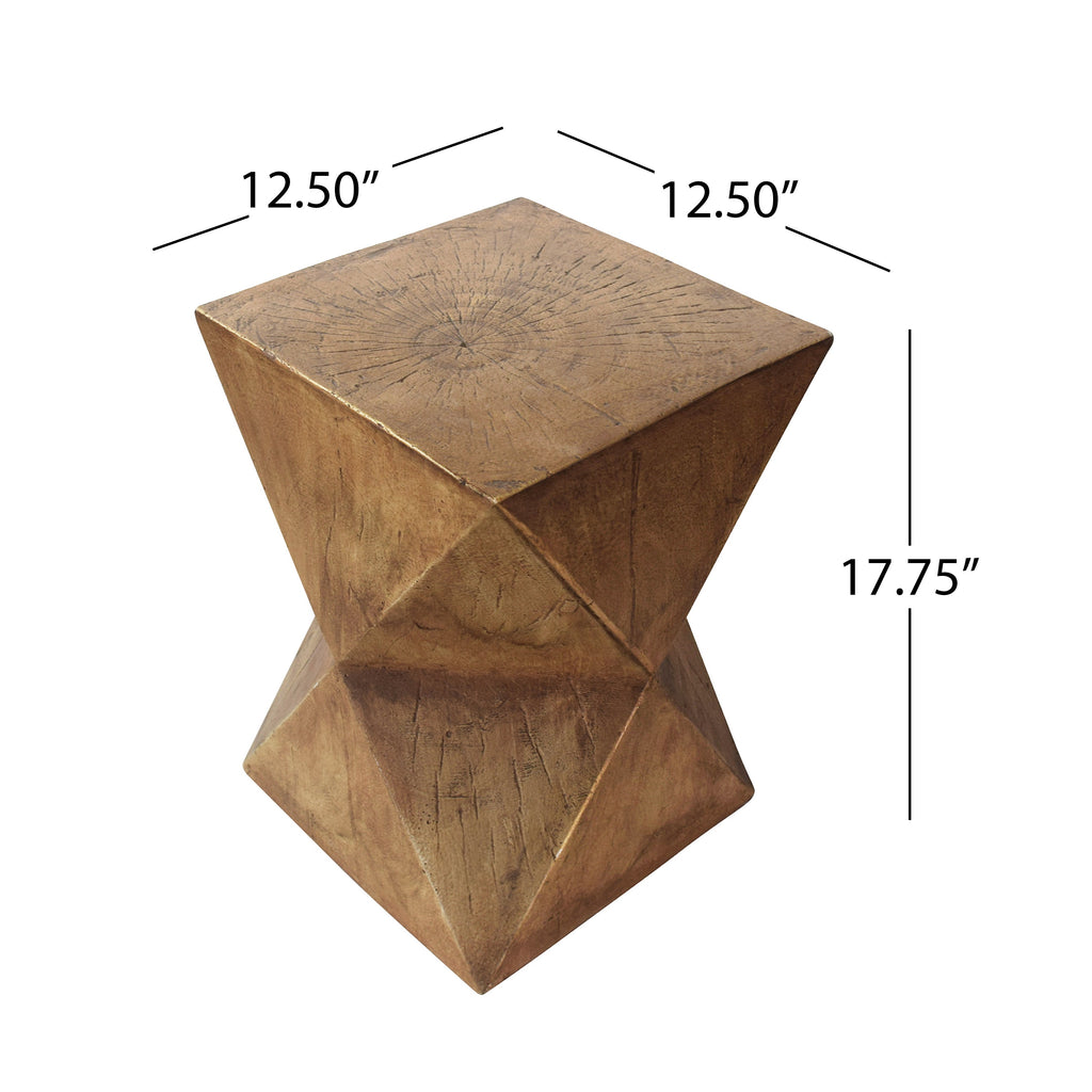 Waylon Side Table with Hourglass Design - Modern Concrete, 12.5" W x 17.75" H