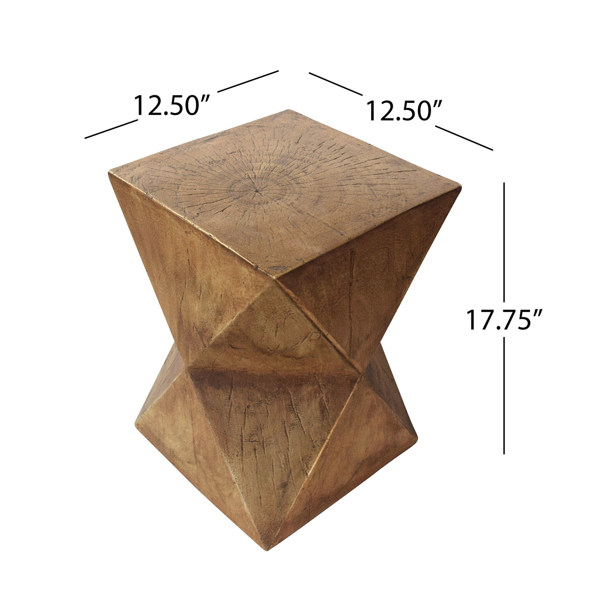 Waylon Side Table with Hourglass Design - Modern Concrete, 12.5" W x 17.75" H